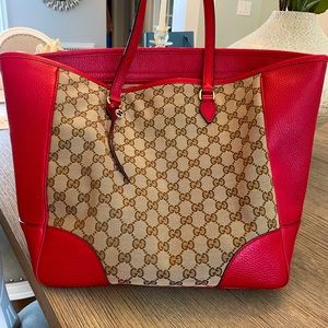 Gucci Bree monogram leather tote bag Red 449242